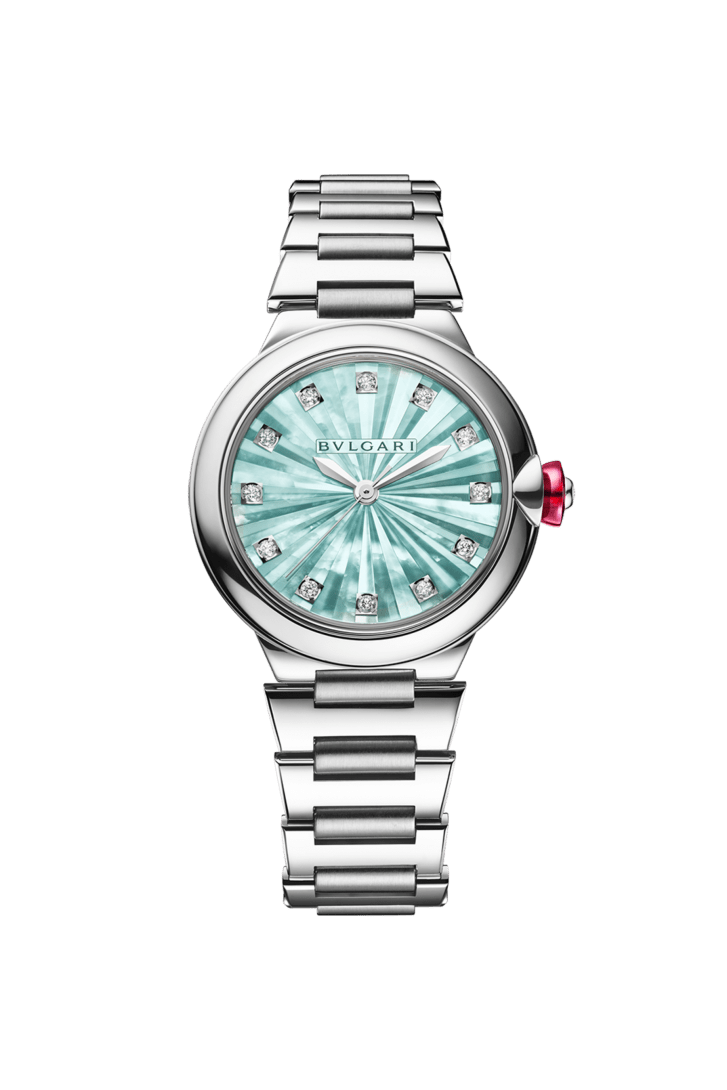 Steel Lvcea Watch Green with Diamonds 103728 | Bvlgari