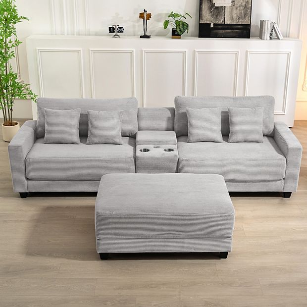CLICKBIN Oversized Corduroy Sectional Sofa with a Removable