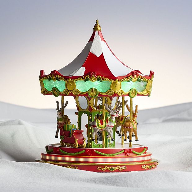 St. Nicholas Square® LED Village Reindeer Carousel Musical Table Decor