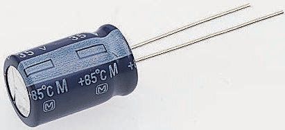 Panasonic 6800 μF,25 コンデンサ, スルーホール ラジアルリード型 ±20