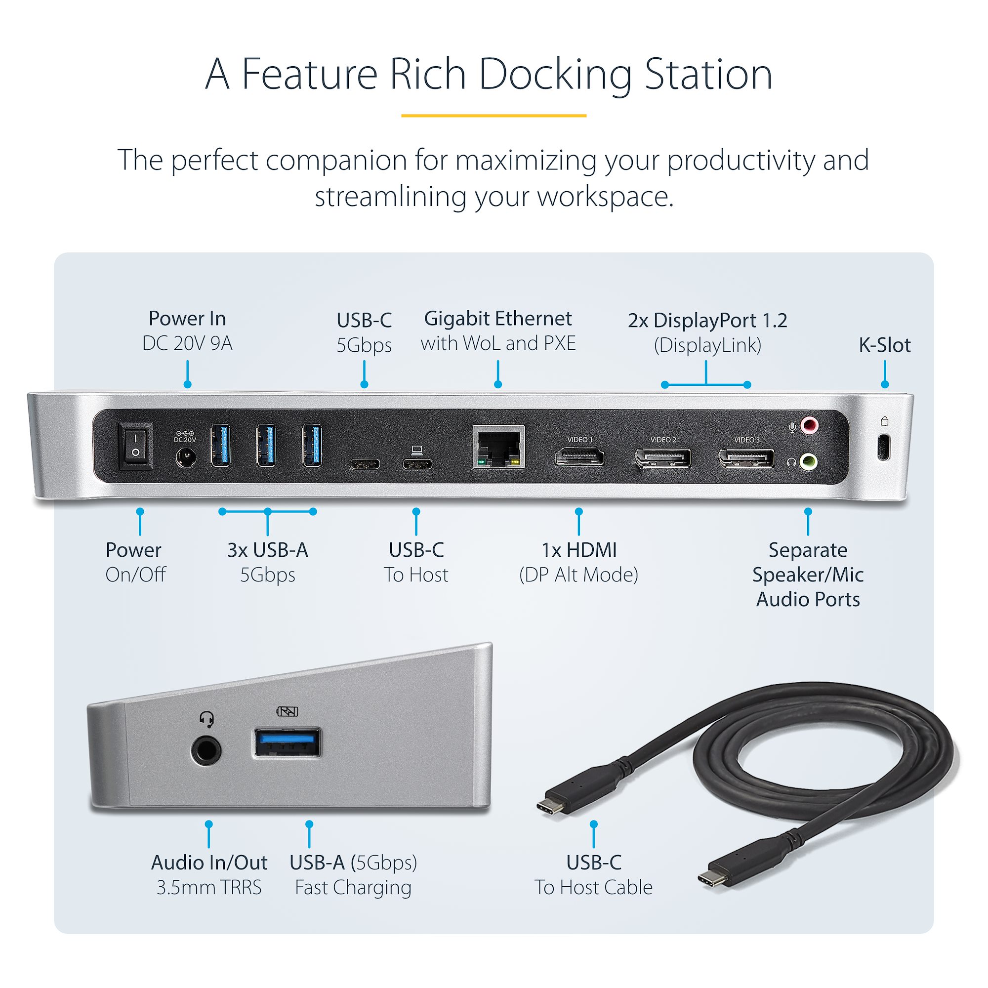 ドッキングステーション／USB-C （USB 3.1 Gen 1）接続／トリプル