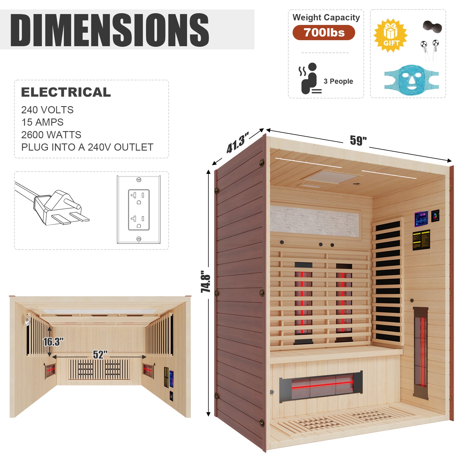 Full Spectrum Infrared Sauna for Home - YK8002 – Meissalivve