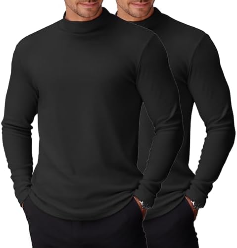 COOFANDY Mens Mock Turtleneck Long Sleeve Shirts Basic Thermal