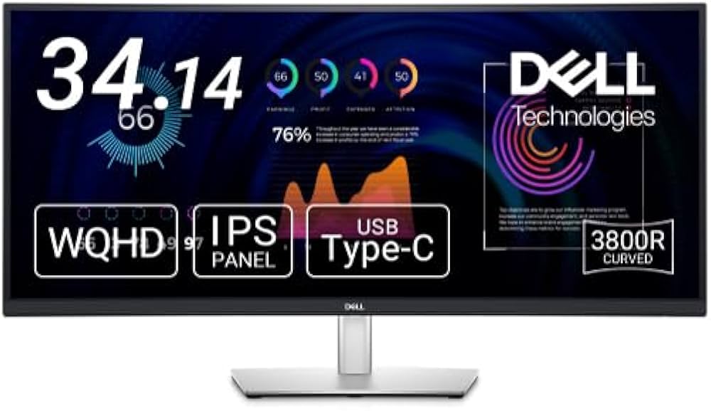 Amazon.co.jp: Dell P3424WE 34.14インチ曲面 USB-C ハブ モニター