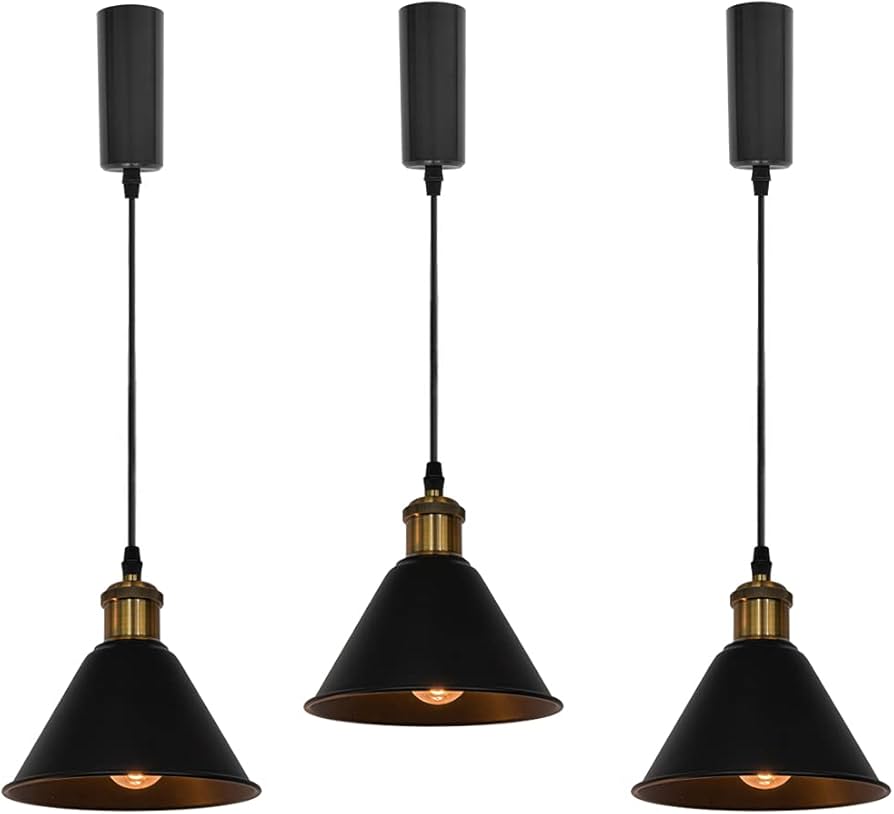 Amazon.co.jp : KIVEN 3個パック ブラック レトロペンダントライト 長