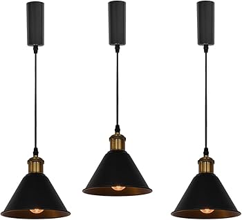 Amazon.co.jp : KIVEN 3個パック ブラック レトロペンダントライト 長