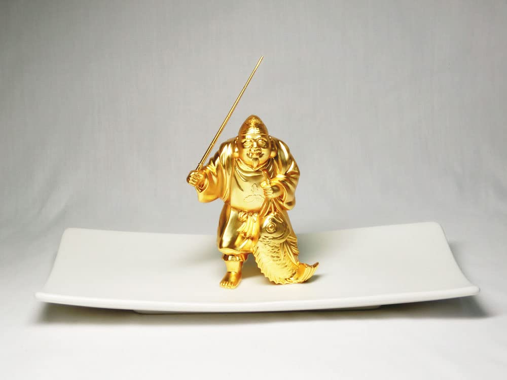 Amazon｜好運 金色 恵比寿 像 (寿台座 & 化粧箱 付) 24K 純金メッキ