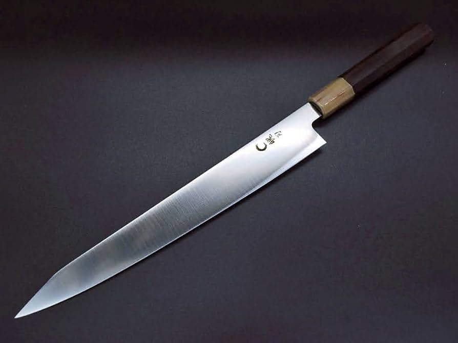 Amazon | プロ仕様 魄刃 Hakuba 剣型筋引き包丁 黒檀白水牛八角柄9寸