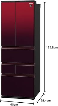 Amazon | シャープ 冷蔵庫 幅65cm 502L 観音開き SJ-GK50J-R