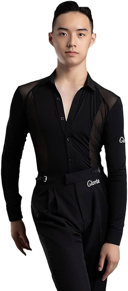 Amazon.co.jp: 社交ダンス メンズラテンシャツ 競技用レオタードシャツ