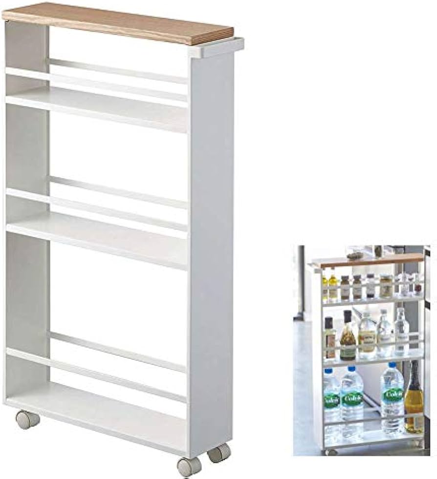 Amazon.co.jp: キッチンワゴン キャスター付 ハンドル付 スリムワゴン