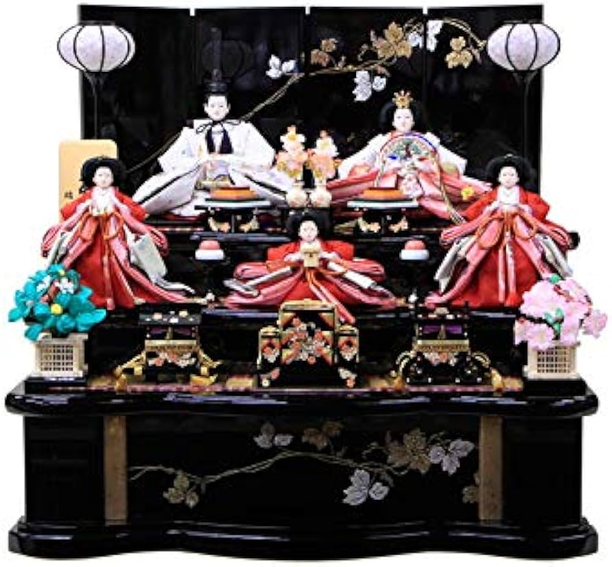 Amazon | 雛人形 コンパクト 三段飾り ひな人形 五人飾り 組立式 三段