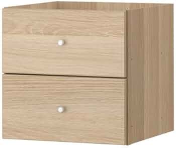 Amazon｜KALLAX インサート 引き出し2段, ホワイトステインオーク調