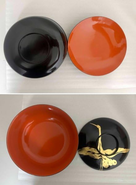 Amazon.co.jp: 保管品 平安堂 造 呉藤友乗 翔鶴 蒔絵 食籠 漆椀 共布