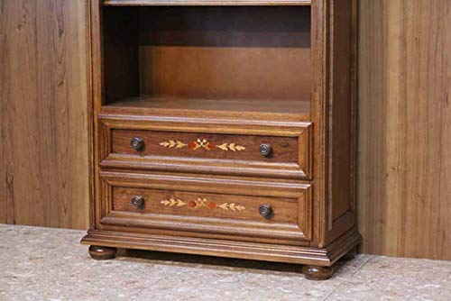 Amazon｜イタリア製 ブックケース 本棚 象嵌 完成品 ブラウン 木製