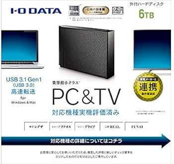 Amazon | アイオーデータ HDCZ-UTL6K 6TB 外付け ハードディスク USB