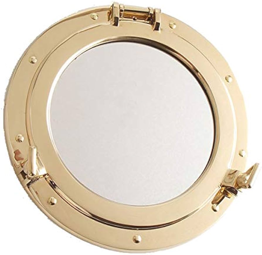 Amazon.co.jp: (丸窓 PORTHOLE ミラー)(LIM010-PB) 金色 ゴールド