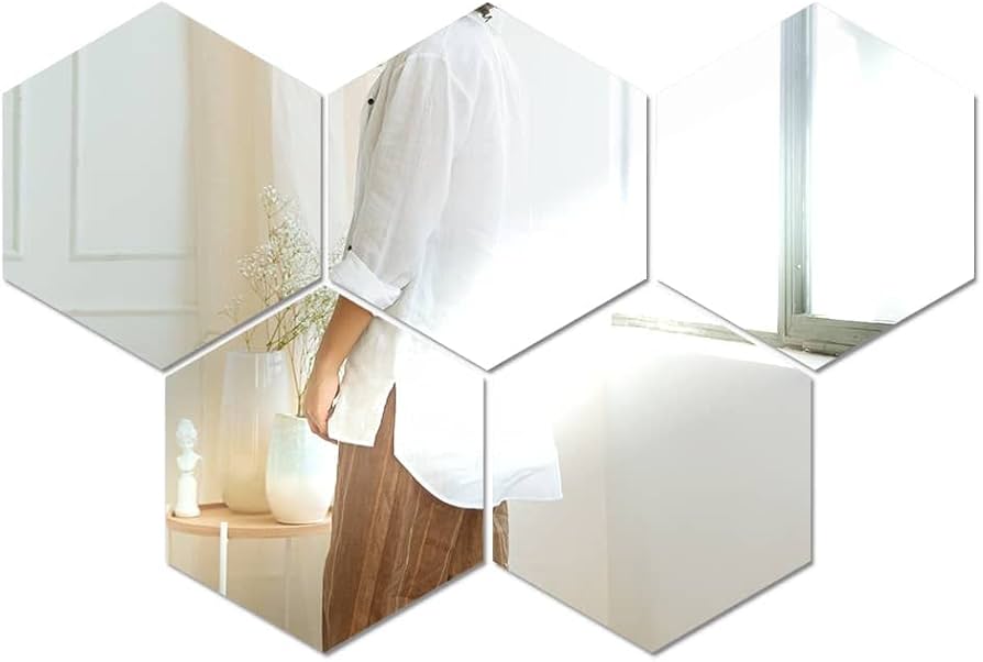 Amazon.co.jp: 壁掛けミラー 3D六角形 姿見鏡六角鏡 インテリア 姿見