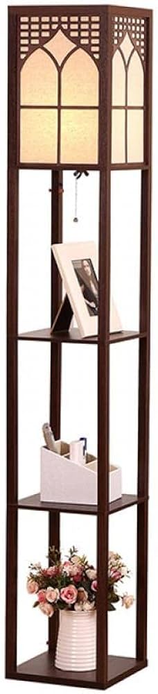 Amazon.co.jp: フロアスタンド 棚付き 3段 木製 フロアライト フロア