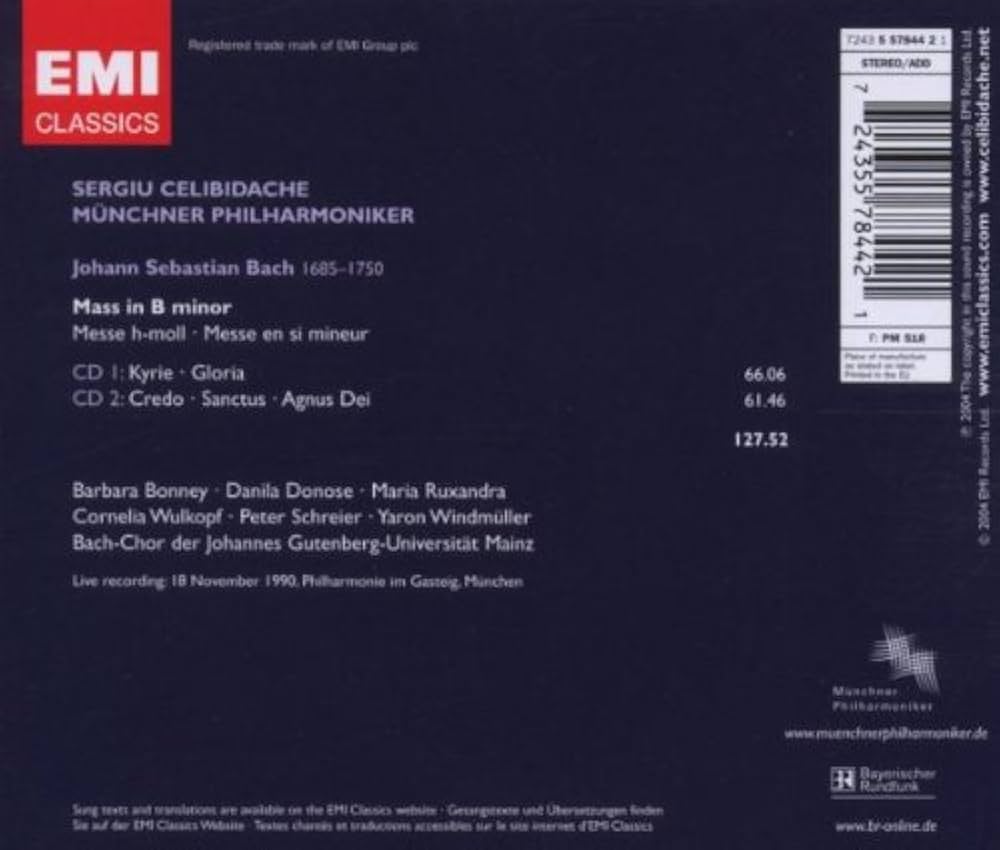 Amazon.co.jp: ロ短調ミサ曲 チェリビダッケ＆ミュンヘン・フィル