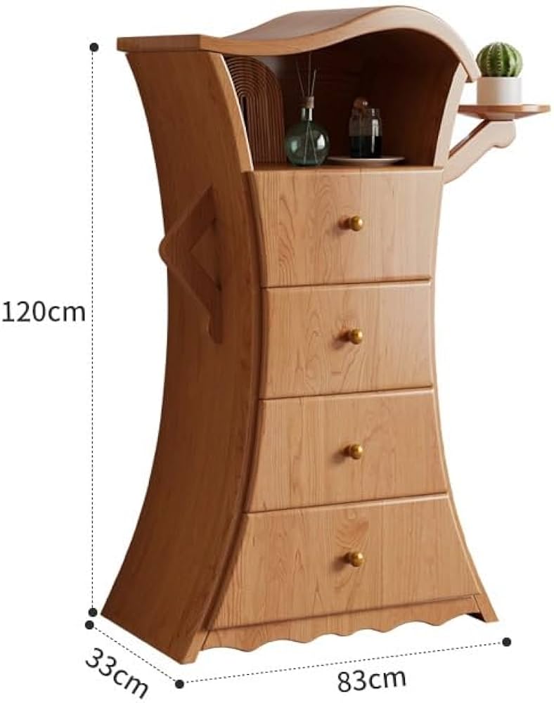 Amazon.co.jp: 無垢材の4つの引き出しキャビネット、玄関や寝室用の