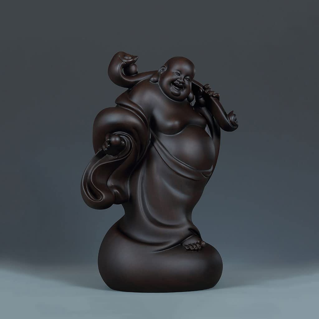 Amazon｜仏像 木彫り 七福神 置物 布袋 黒檀 布袋様 風水（高さ30cm×巾