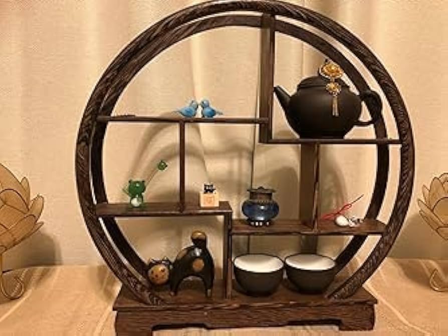 Amazon｜中国風 和モダン ウッドラック 茶器 香炉 花台 木製 飾り棚