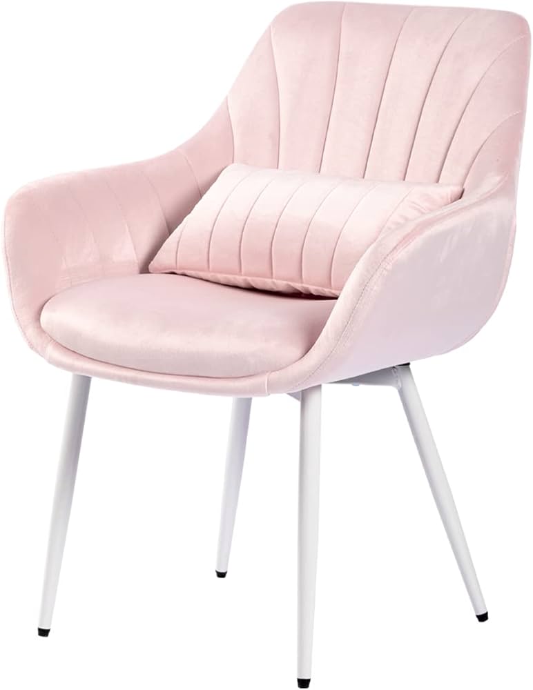 Amazon｜ASHEL ジェリー デスクチェア ベロア 4本 白脚 クッション付き