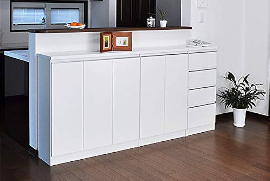 Amazon｜日本製 完成品 カウンター下収納DX 奥行25 高さ87cm （90幅 扉