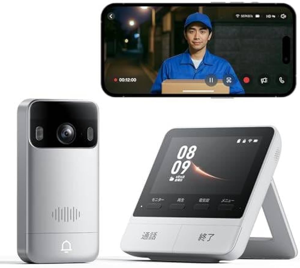 Amazon.co.jp: 電話ドアベル双方向音声会話 遠隔確認 広角 工事不要