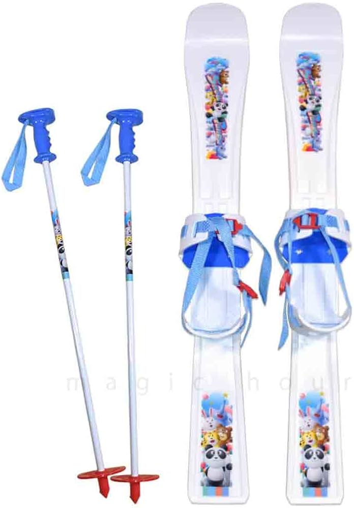 Amazon | ジュニア キッズ パンダ スキー セット 板 ストック ポール