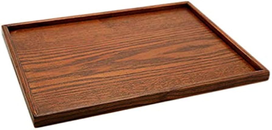 Amazon｜お盆 トレー 木製 長角盆 大 約42×30cm 茶｜トレイ・盆