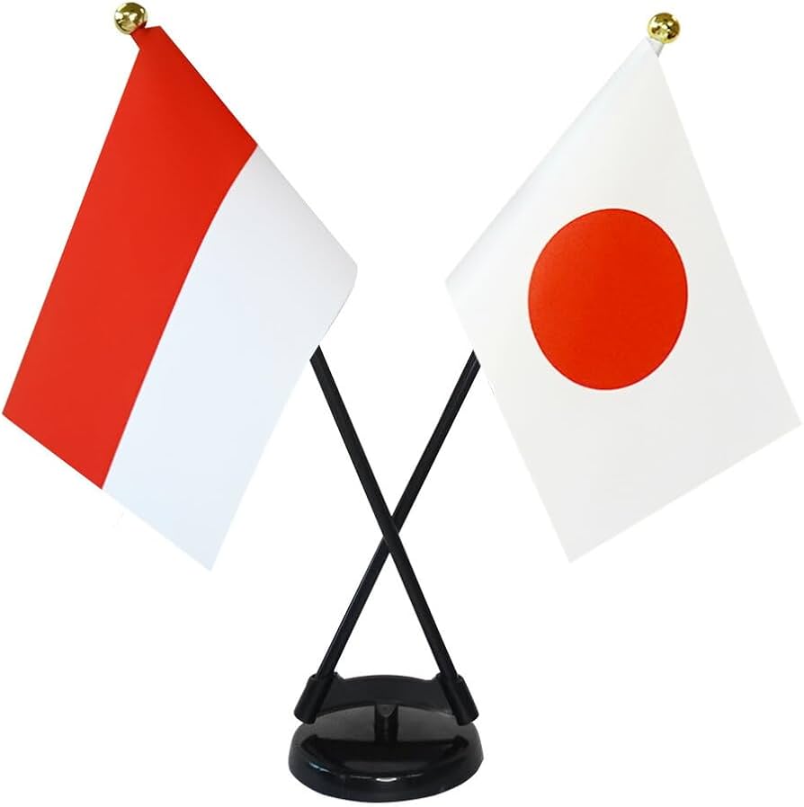 Amazon | TOSPA インドネシア×日本 国旗 ミニフラッグ 2本立てクロス