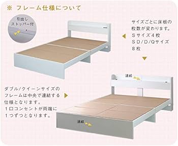 Amazon｜ベッドフレーム ダブル ホワイト 安い 木製 ダブルベッド 棚