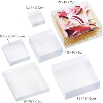 Amazon | 【5個】透明クリアボックス(かぶせ式) 15×15×5cm【 フタ