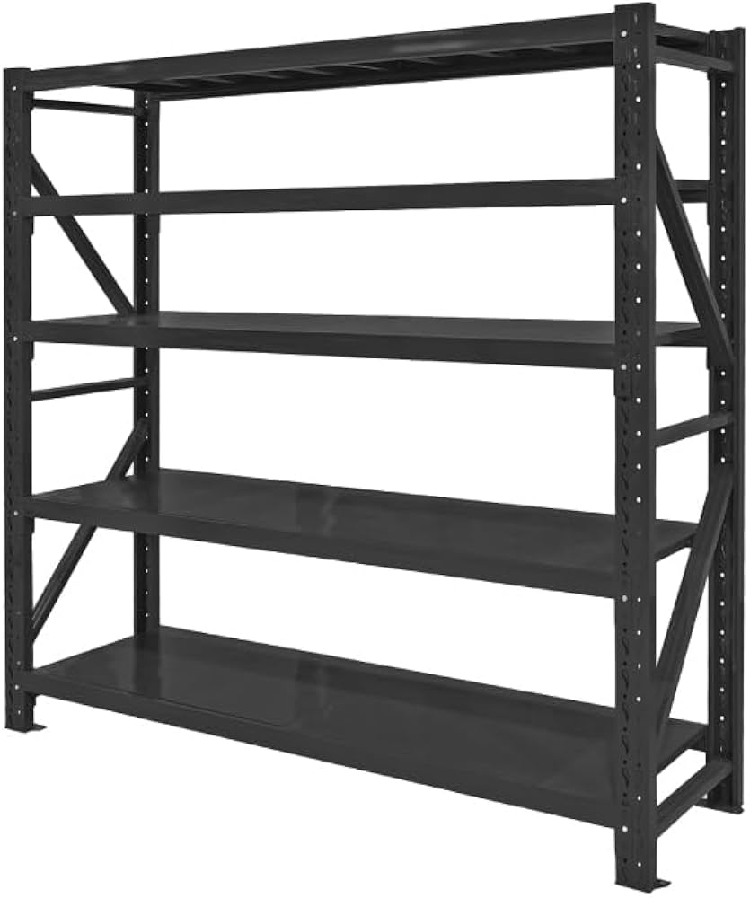 Amazon｜KIKAIYA スチールラック 5段 ブラック 業務用 中量棚 メタル