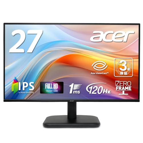 Amazon.co.jp: Acer モニター 27インチ フルHD 非光沢 IPS 120Hz 1ms