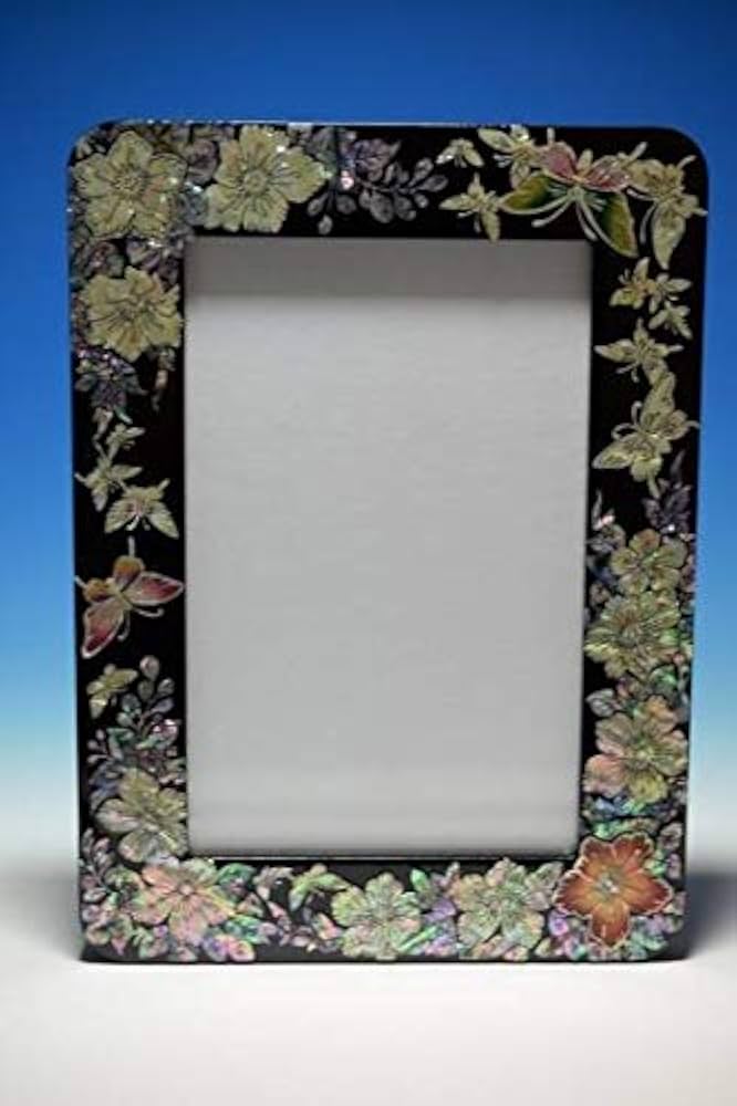 Amazon.co.jp: 韓国 伝統工芸高級螺鈿フォトフレーム花と蝶 古商品