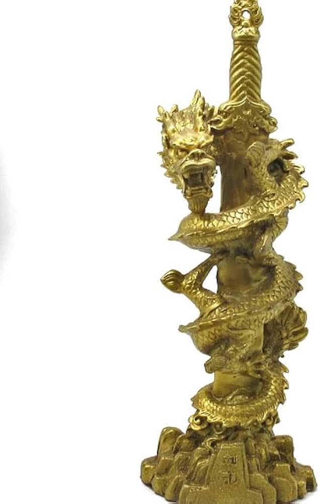 Amazon.co.jp: 龍 剣龍 置物 特々大サイズ 不動明王の化身 銅製 龍剣