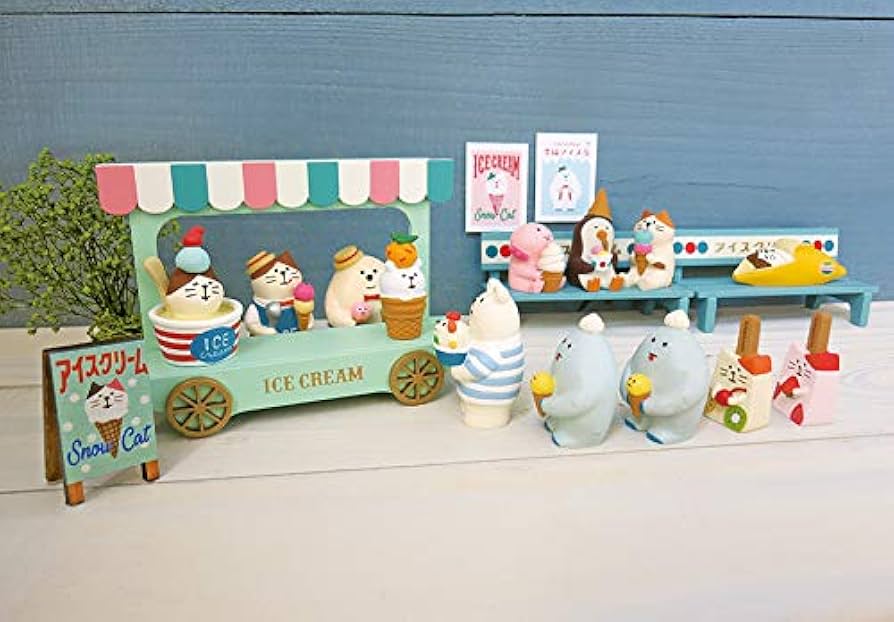 Amazon.co.jp: デコレ(Decole) 置物 アイス屋猫 3×2.8×H5.4cm