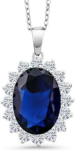 Gem Stone King 925 Sterling Silver Blue Simulated Sapphire Pendant