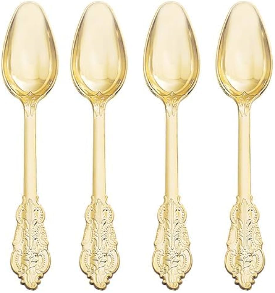 Amazon.com: WDF 100 Piece Gold Plastic Spoons Disposable - 6.93