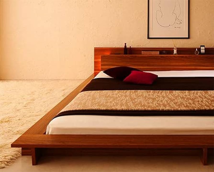 Amazon｜ウォルナットブラウン ベッドフレームのみ セミダブル モダン