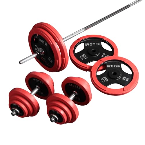 IROTEC（アイロテック）ラバーバーベル ダンベル 100kg セット/ベンチ