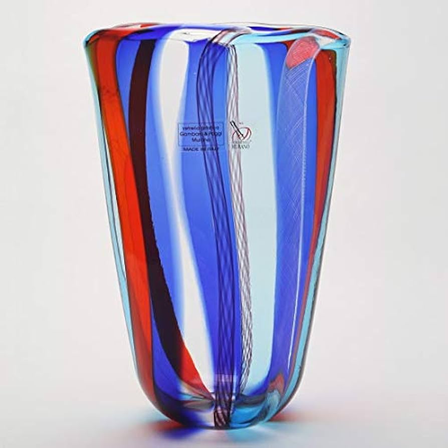 Amazon.co.jp: ベネチアングラス・ムラーノグラスの花瓶 ブルー