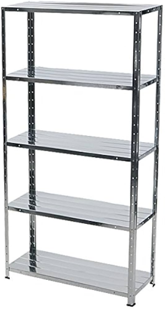 Amazon | 5段 スチールラック シルバー 約幅87×奥行31×高さ92.5～167.5