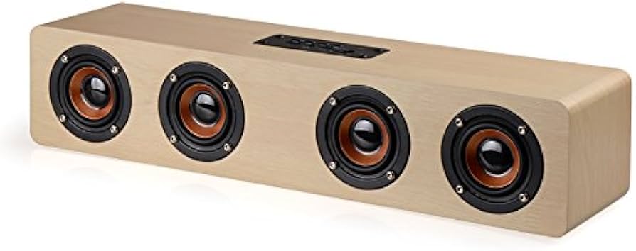 Amazon.co.jp: Bluetoothスピーカー PC サウンドバー 木製 マイク内蔵