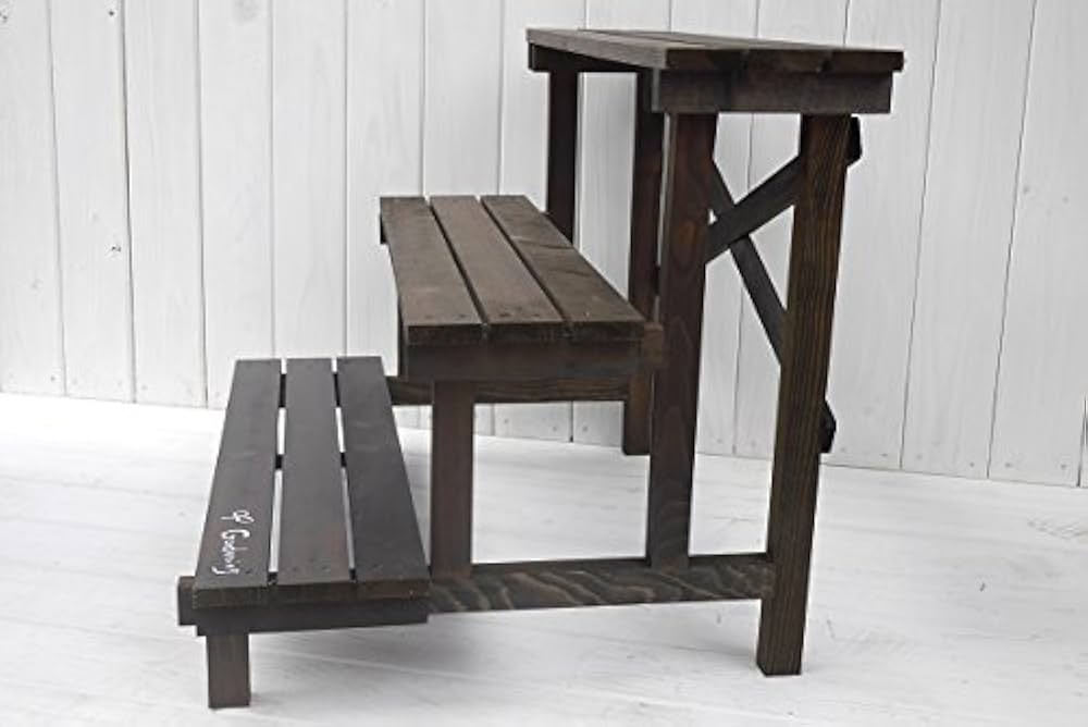 Amazon.co.jp: 木製フラワースタンド3段660型 ダークブラウン : DIY