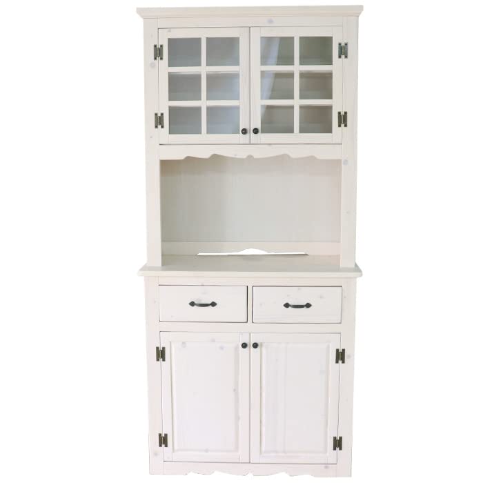 Amazon｜カントリー 食器棚 幅90cm カップボード パイン無垢材