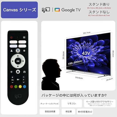 FPD - チューナーレステレビ 43V型 4K Google TV (CG43-C2 2024年